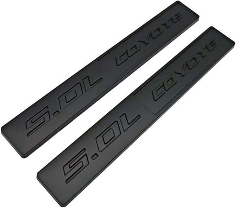 2PCS Metal Car Emblem 5.0L Coyote Trunk Turbo Fender V8 Engine Auto Badge Sport Sticker Scener (Silver Black) in Saudi Arabia