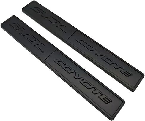 2PCS Metal Car Emblem 5.0L Coyote Trunk Turbo Fender V8 Engine Auto Badge Sport Sticker Scener (Silver Black) in Saudi Arabia