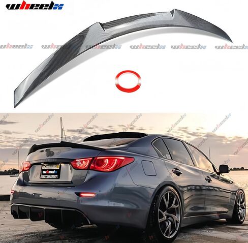 المفسد الجذع الخلفي متوافق مع 2014-2024 Infiniti Q50 ، M4 Style Duckbill Spoiler يناسب 14-24 4 4 باب سيدان ، شفة المفسد الخارجي ركلة عالية (أسود لامع) in Saudi Arabia
