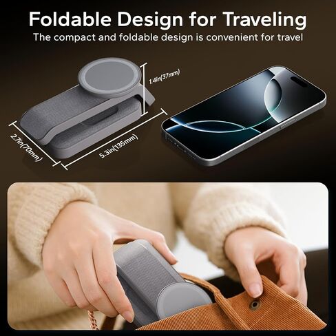 3 in 1 Foldable Wireless Charging Station for MagSafe, Travel Magnetic Charger Stand for iPhone 16 15 14 13 Pro Max, Nightstand Charging Dock with Night Light for Apple Watch/AirPods (White) in Kuwait