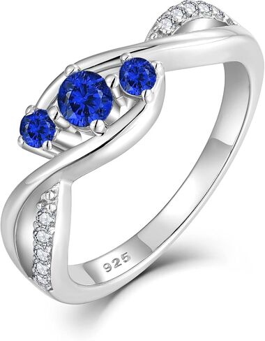 Twist Promise Rings for Women 925 Sterling Silver Three Stones Infinity Rings Statement Engagement Wedding Band for Her Size 5-10 in Kuwait