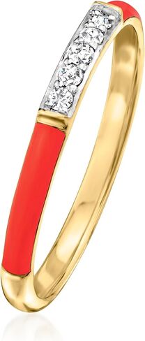 Ross-Simons Red Enamel Ring With Diamonds in 18kt Gold Over Sterling in Saudi Arabia