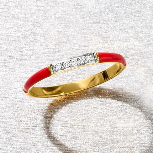 Ross-Simons Red Enamel Ring With Diamonds in 18kt Gold Over Sterling in Saudi Arabia