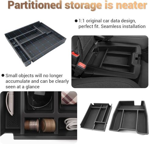 2025 Chevy Silverado Fold Down Center Console Organizer Tray for 2019-2025 Chevy Silverado 1500/ 2020-2025 Chevrolet Silverado 2500HD 3500HD Accessories, 40/20/40 Split Bench Seat ONLY (2 Pack) in Saudi Arabia