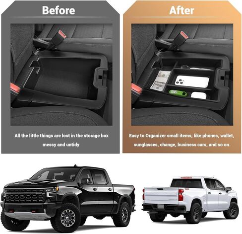 2025 Chevy Silverado Fold Down Center Console Organizer Tray for 2019-2025 Chevy Silverado 1500/ 2020-2025 Chevrolet Silverado 2500HD 3500HD Accessories, 40/20/40 Split Bench Seat ONLY (2 Pack) in Saudi Arabia