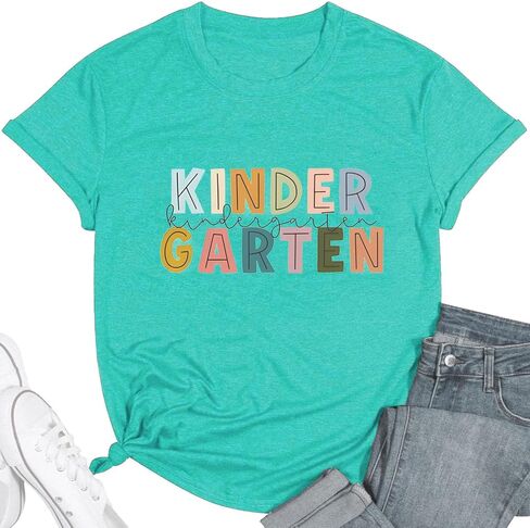 Preschool Teacher Shirts for Women Kindergarten Inspirational Letter Print Special Education Shirts Crew Neck Tee Tops in Saudi Arabia