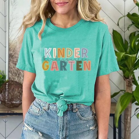 Preschool Teacher Shirts for Women Kindergarten Inspirational Letter Print Special Education Shirts Crew Neck Tee Tops in Saudi Arabia