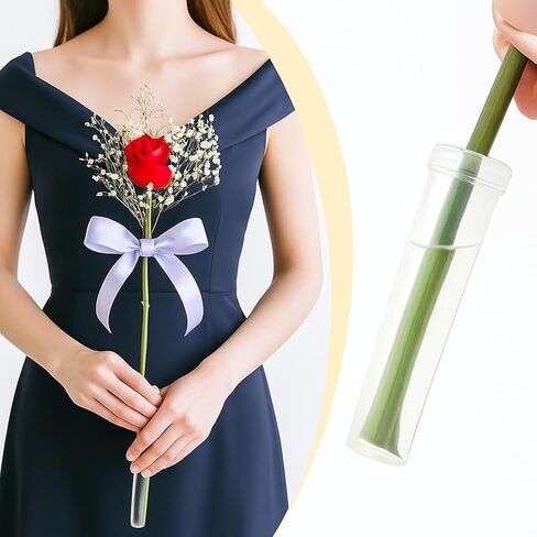 100 pcs clear 3 ‘'' floral mater أنابيب مع سقي 500 مل للري ، ومزيل شوكة جذع الورد الوردي in Kuwait