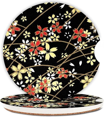 الوقايات السيارات لأصحاب الكؤوس ، حامل كأس السيارات ، إكسسوارات سيارة لطيفة للنساء الداخلية ، 2 مساءً كوستر كأس للسيارة ، حصيرة كوب مطاطية مضادة للانزلاق مع شق الإصبع (القوس الشريط الأسود اللطيف) in Kuwait