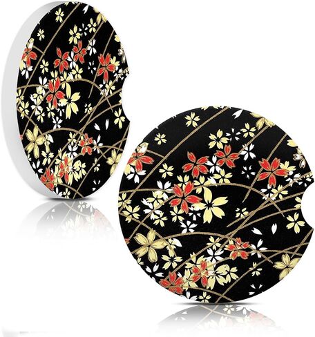 الوقايات السيارات لأصحاب الكؤوس ، حامل كأس السيارات ، إكسسوارات سيارة لطيفة للنساء الداخلية ، 2 مساءً كوستر كأس للسيارة ، حصيرة كوب مطاطية مضادة للانزلاق مع شق الإصبع (القوس الشريط الأسود اللطيف) in Kuwait