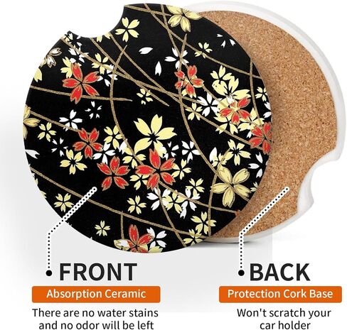 الوقايات السيارات لأصحاب الكؤوس ، حامل كأس السيارات ، إكسسوارات سيارة لطيفة للنساء الداخلية ، 2 مساءً كوستر كأس للسيارة ، حصيرة كوب مطاطية مضادة للانزلاق مع شق الإصبع (القوس الشريط الأسود اللطيف) in Kuwait