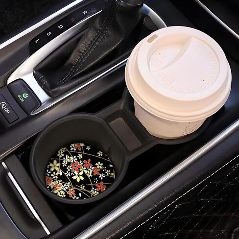 الوقايات السيارات لأصحاب الكؤوس ، حامل كأس السيارات ، إكسسوارات سيارة لطيفة للنساء الداخلية ، 2 مساءً كوستر كأس للسيارة ، حصيرة كوب مطاطية مضادة للانزلاق مع شق الإصبع (القوس الشريط الأسود اللطيف) in Kuwait