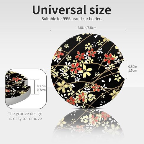 الوقايات السيارات لأصحاب الكؤوس ، حامل كأس السيارات ، إكسسوارات سيارة لطيفة للنساء الداخلية ، 2 مساءً كوستر كأس للسيارة ، حصيرة كوب مطاطية مضادة للانزلاق مع شق الإصبع (القوس الشريط الأسود اللطيف) in Kuwait