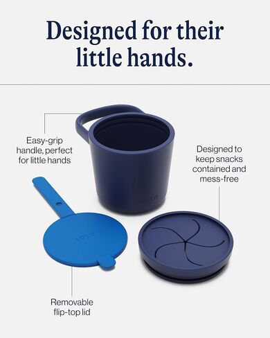 Lalo Snack Cup - Mess-Free Silicone Snack Cups for Toddlers & Babies with Detachable Lid, BPA-Free Baby Snack Containers, Fits Most Stroller & Car Seat Cup Holders, Dishwasher Safe, Berry & Cream in Saudi Arabia
