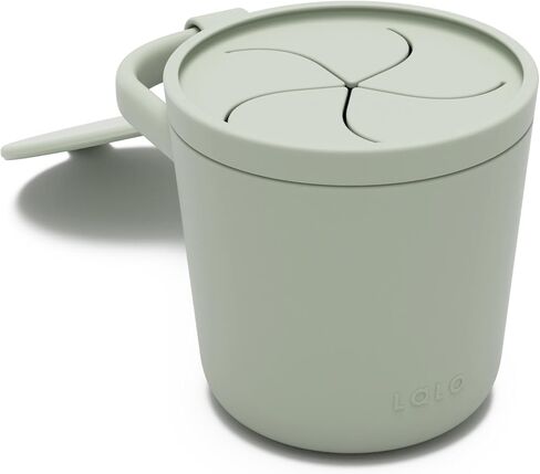Lalo Snack Cup - Mess-Free Silicone Snack Cups for Toddlers & Babies with Detachable Lid, BPA-Free Baby Snack Containers, Fits Most Stroller & Car Seat Cup Holders, Dishwasher Safe, Berry & Cream in Saudi Arabia