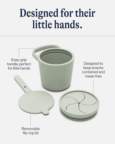 Lalo Snack Cup - Mess-Free Silicone Snack Cups for Toddlers & Babies with Detachable Lid, BPA-Free Baby Snack Containers, Fits Most Stroller & Car Seat Cup Holders, Dishwasher Safe, Berry & Cream in Saudi Arabia