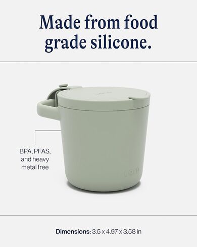 Lalo Snack Cup - Mess-Free Silicone Snack Cups for Toddlers & Babies with Detachable Lid, BPA-Free Baby Snack Containers, Fits Most Stroller & Car Seat Cup Holders, Dishwasher Safe, Berry & Cream in Saudi Arabia