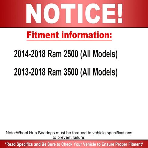 515162 محمل العجلات الأمامية وتجميع المحور مع ABS 8 Lugs نوبات لعام 2014-2018 RAM 2500 ، 2013-2018 RAM 3500 محمل HUMBER DUTH-كل النماذج 2PK in Kuwait