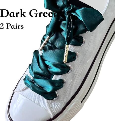 Satin Ribbon Shoe Laces Women, 38mm Wide Flat Silk Shoelaces (2 Pairs) in Saudi Arabia