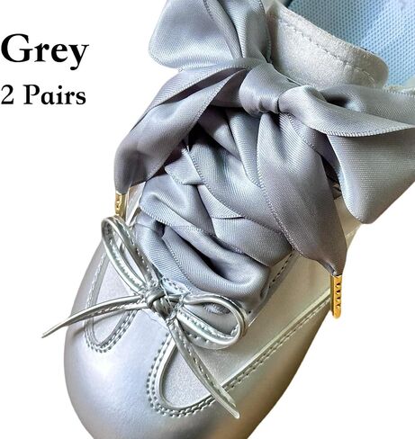 Satin Ribbon Shoe Laces Women, 38mm Wide Flat Silk Shoelaces (2 Pairs) in Saudi Arabia