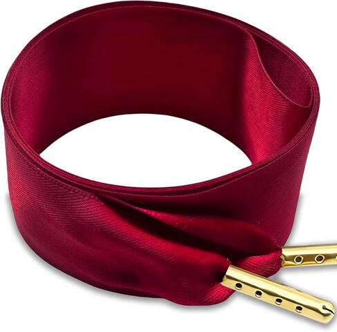 Satin Ribbon Shoe Laces Women, 38mm Wide Flat Silk Shoelaces (2 Pairs) in Saudi Arabia