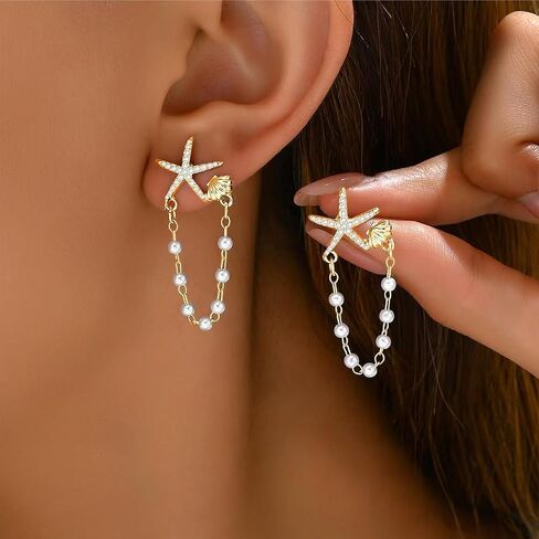 Starfish Earrings for Women Gold Seashell Shell Beach Earrings Beachy Summer Jewelry Outfits for Women Beach Fashion Vacation Essentials in Saudi Arabia