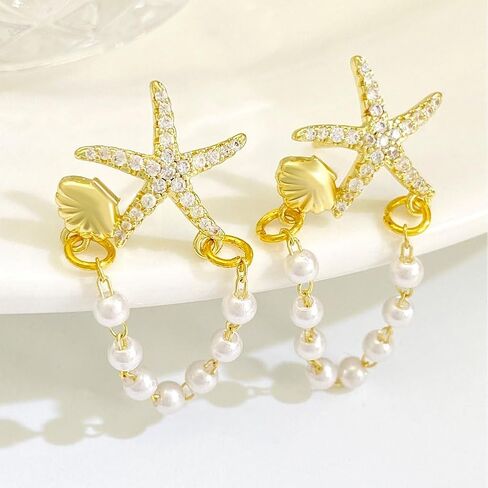 Starfish Earrings for Women Gold Seashell Shell Beach Earrings Beachy Summer Jewelry Outfits for Women Beach Fashion Vacation Essentials in Saudi Arabia