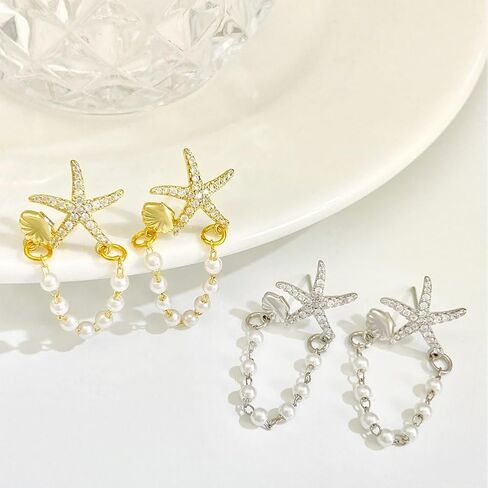 Starfish Earrings for Women Gold Seashell Shell Beach Earrings Beachy Summer Jewelry Outfits for Women Beach Fashion Vacation Essentials in Saudi Arabia