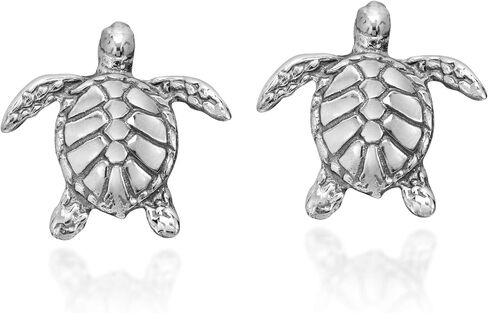 AeraVida Nautical Textured Swimming Sea Turtles .925 Sterling Silver Stud Earrings | Casual Sterling Silver Stud Earring for Women | Jewelry Gift for All Occasions in Saudi Arabia