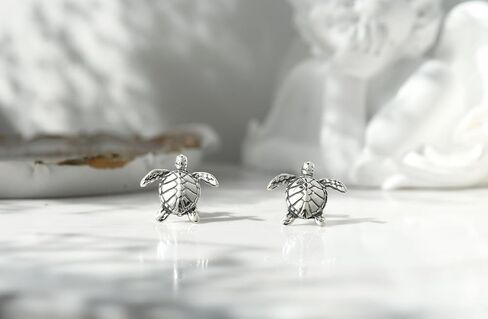 AeraVida Nautical Textured Swimming Sea Turtles .925 Sterling Silver Stud Earrings | Casual Sterling Silver Stud Earring for Women | Jewelry Gift for All Occasions in Saudi Arabia