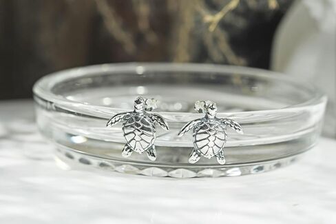 AeraVida Nautical Textured Swimming Sea Turtles .925 Sterling Silver Stud Earrings | Casual Sterling Silver Stud Earring for Women | Jewelry Gift for All Occasions in Saudi Arabia