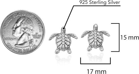 AeraVida Nautical Textured Swimming Sea Turtles .925 Sterling Silver Stud Earrings | Casual Sterling Silver Stud Earring for Women | Jewelry Gift for All Occasions in Saudi Arabia