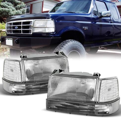 Acanii - لعام 1992-1996 فورد برونكو F150 F250 المصابيح الأمامية البديلة مصابيح مصباح مصباح زاوية الصدمات + جانب الركاب in Saudi Arabia