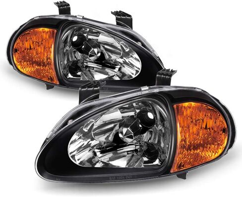 ACANII - For 2in1 Black 1993-1997 Honda Civic Del Sol Headlights w/ Corner Signal Lamps Driver & Passenger Side 94 95 96 in Saudi Arabia