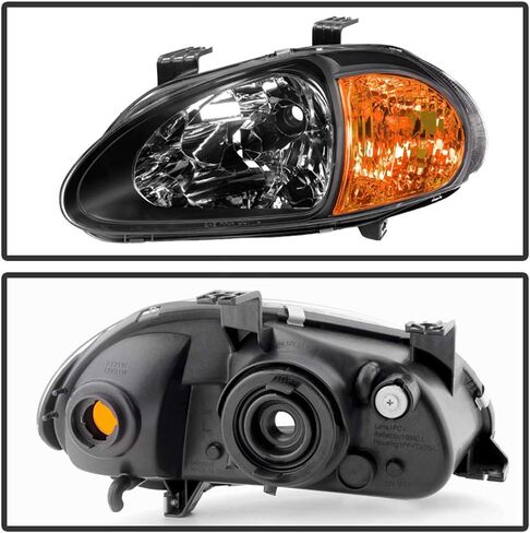 ACANII - For 2in1 Black 1993-1997 Honda Civic Del Sol Headlights w/ Corner Signal Lamps Driver & Passenger Side 94 95 96 in Saudi Arabia