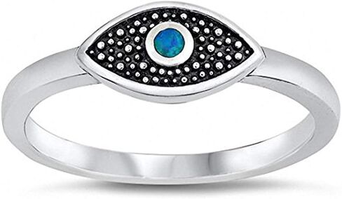 Blue Apple Co. Evil Eye Ring Create Opal 925 Sterling Silver اختر اللون in Kuwait