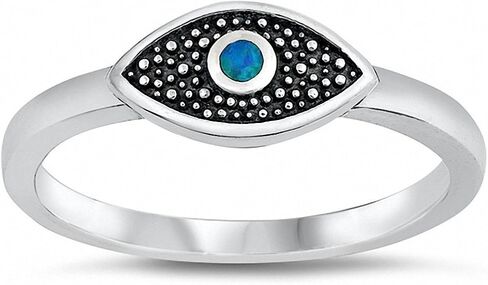 Blue Apple Co. Evil Eye Ring Create Opal 925 Sterling Silver اختر اللون in Kuwait