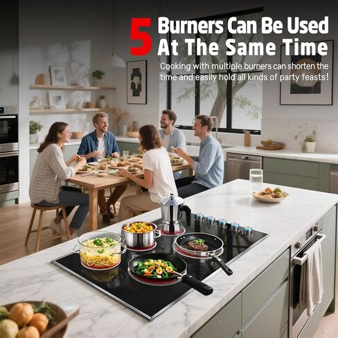 2 Burner Electric Cooktop, 12 Inch Electric Stove​ 120V 2000W Plug-in Stove Top with Timer, 9 Level Adjustment, Pause Control & Child Lock, Countertop & Built-in, Sensor Touch, Pladeca in Saudi Arabia
