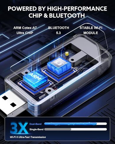 محول CarPlay اللاسلكي و Android Auto 2-in-1 Dongle ، محول لاسلكي سريع ومستقر لـ Carplay السلكي ، متوافق مع iOS 10+ و Android 11+ in Kuwait