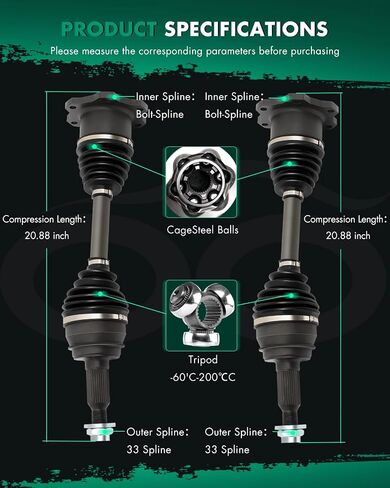 Scitoo Complete Front CV Axle Half Roass for 60-3316 NCV12183 لـ Escalade 1999-2000 2002-2006 ، Escalade ESV 2003-2006 ، ext 2003-2006 in Saudi Arabia