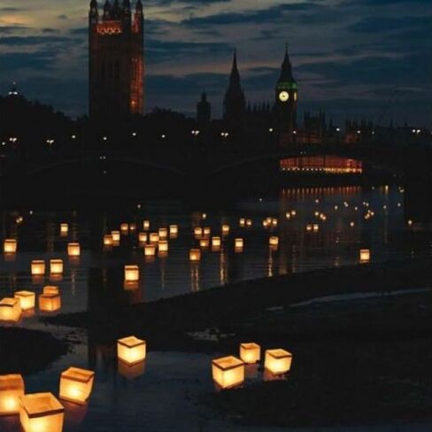 White & Gold Floating Candle Wish Lanterns - Biodegradable Memorial/Prayer/Wishing River Light in Saudi Arabia