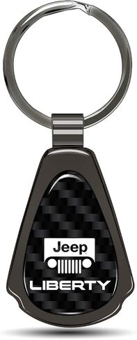 for Jeep Liberty Real Black Carbon Fiber Metal Teardrop Key Chain in Saudi Arabia