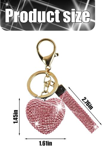سلسلة مفاتيح Bling Car ، سلسلة مفاتيح Crystal Rhinestone Love Heart ، إكسسوارات مفاتيح تلقائية لطيفة ، Universal Fit (Champagne) in Kuwait