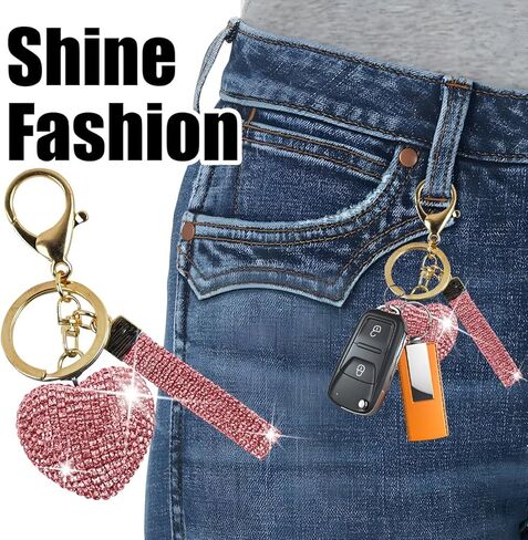 سلسلة مفاتيح Bling Car ، سلسلة مفاتيح Crystal Rhinestone Love Heart ، إكسسوارات مفاتيح تلقائية لطيفة ، Universal Fit (Champagne) in Kuwait