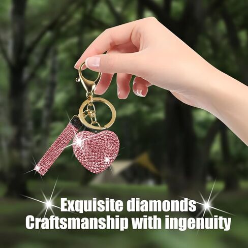 سلسلة مفاتيح Bling Car ، سلسلة مفاتيح Crystal Rhinestone Love Heart ، إكسسوارات مفاتيح تلقائية لطيفة ، Universal Fit (Champagne) in Kuwait