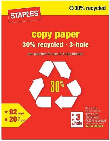 Staples 122531 8.5 بوصة × × 11 بوصة نسخة نسخة 20 رطلا. 92 السطوع 500/ream (221192) in Saudi Arabia