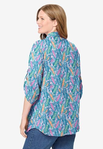 Woman Within Plus Size Pintucked Button Down Gauze Shirt in Saudi Arabia