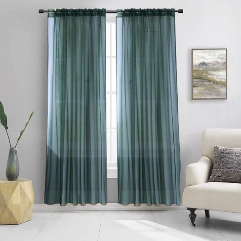 2PC Sheer Standard Size 52" Wide X 84" Lenght Solid Plain Color Soft Voile Sheer Window Curtain Panel Rod Pocket Drape Treatment for Multiple Use (Gold Honey) in Saudi Arabia