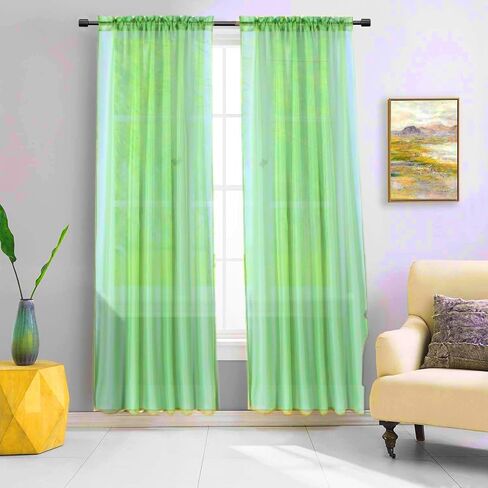 2PC Sheer Standard Size 52" Wide X 84" Lenght Solid Plain Color Soft Voile Sheer Window Curtain Panel Rod Pocket Drape Treatment for Multiple Use (Gold Honey) in Saudi Arabia