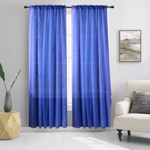 2PC Sheer Standard Size 52" Wide X 84" Lenght Solid Plain Color Soft Voile Sheer Window Curtain Panel Rod Pocket Drape Treatment for Multiple Use (Gold Honey) in Saudi Arabia